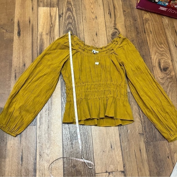 Madewell Sophia Top Textured Plaid XS Mustard Yellow U - Picture 9 of 9